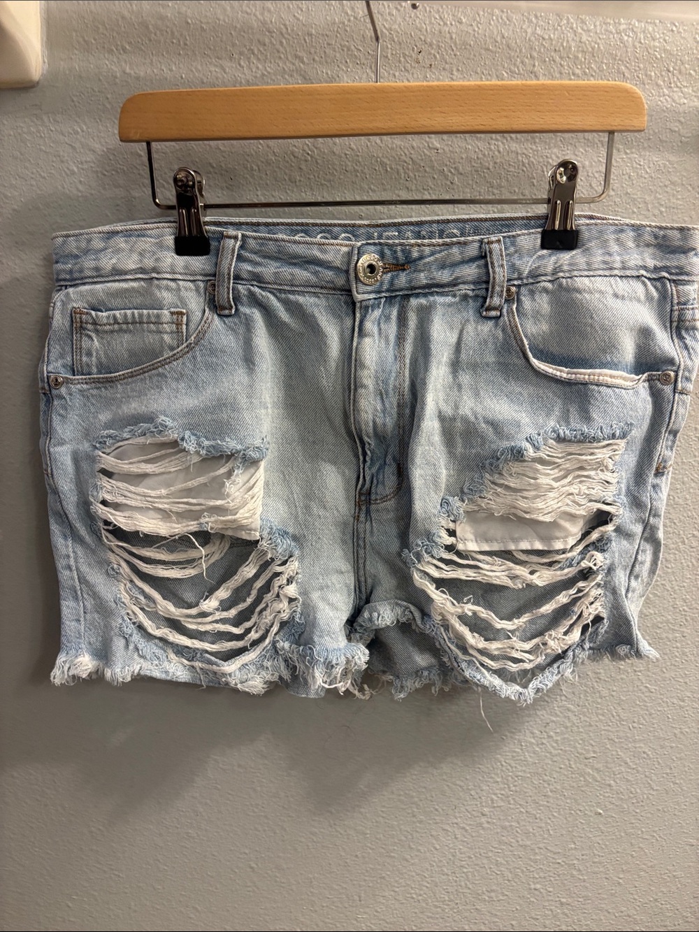 GOGO Light Blue Distressed Denim Jean Shorts